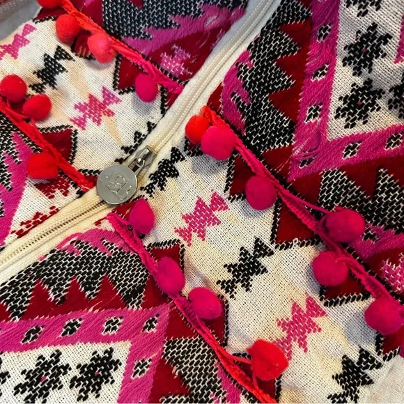 Boho Yoga Mat Bag, Pink and Black Geometric Shoulder Bag with Strap - Picture 7 of 9